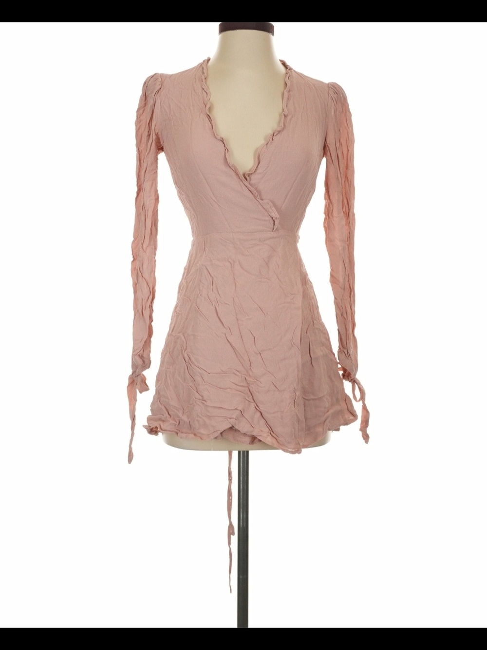 Reformation Blush Pink Wrap Romper with Long Sleeves